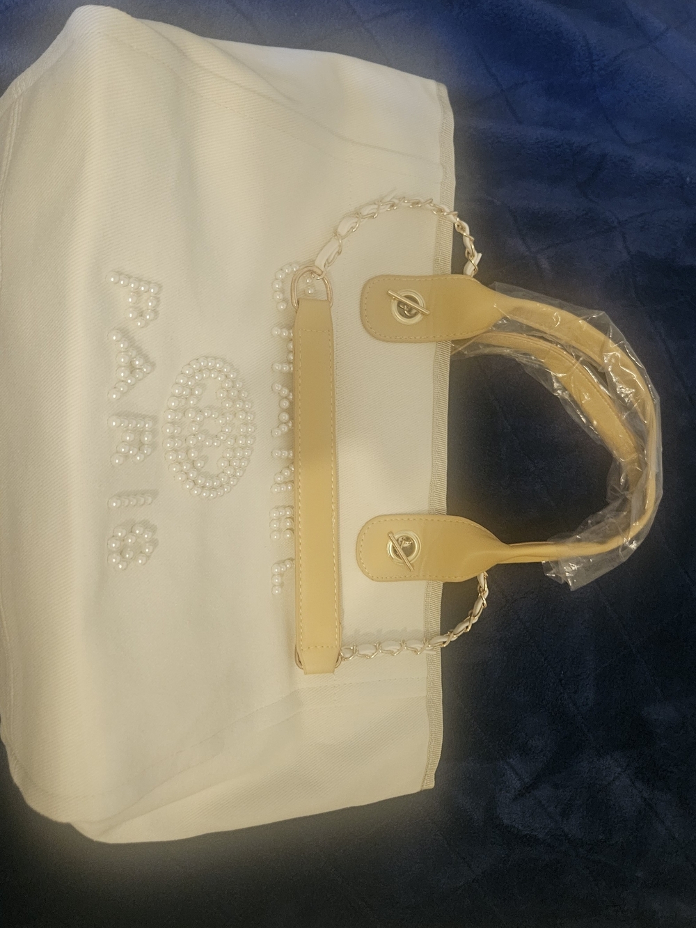 Pearl-Embellished Deauville White Tote